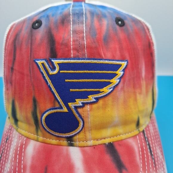 St Louis Blues Tie Dye Trucker Snapback Patch Hat Cap NHL The Game Cotton - Picture 2 of 7
